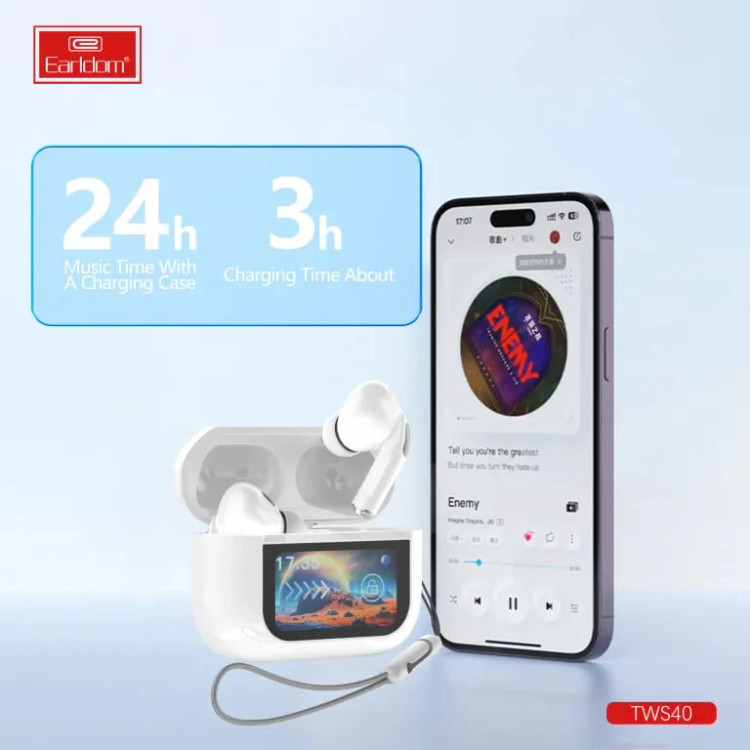 خرید آنلاین هندزفری بلوتوث دارای صفحه نمایش مدل Tws-40 earldom