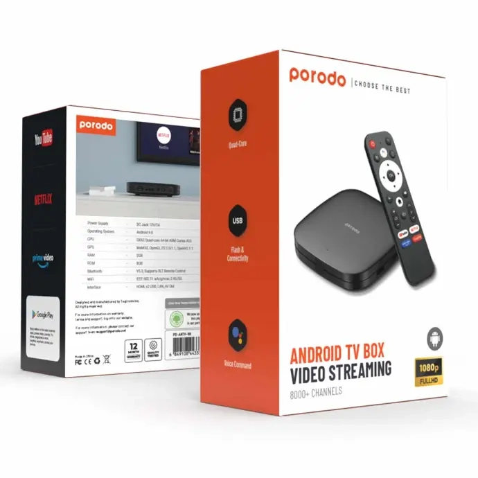 خرید آنلاین Porodo TV Box Video Streaming PD-ANDTVB-BK
