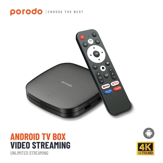 اندروید باکس پرودو Porodo TV Box Video Streaming PD-ANDTVB-BK