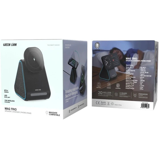 مشخصات Green Lion Mag Trio Speaker, Charger, Phone Stand GNMGT15WSPBK