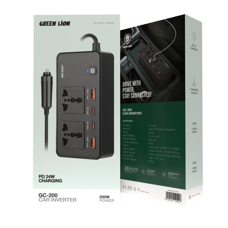 اینورتر ومبدل برق خودرو Green Lion GC-200 Car Inverter