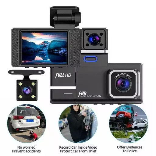 خرید آنلاین دوربین خودرو سه لنزه Dual Lenz Vehicle Black Box DVR