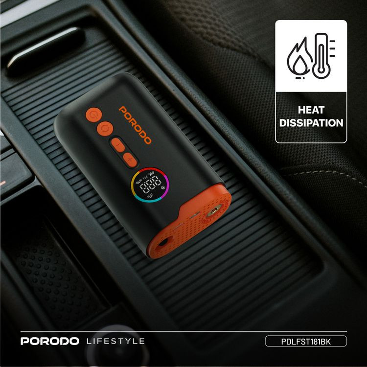 پمپ باد و چراغ قوه شارژی پرودو Porodo Lifestyle Electric Air Inflator PD-LFST181