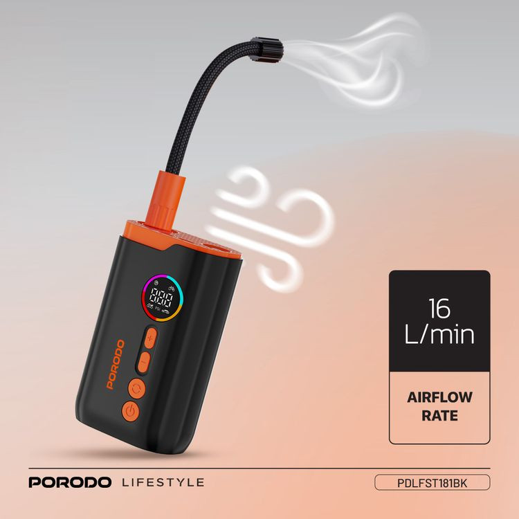 پمپ باد و چراغ قوه شارژی پرودو Porodo Lifestyle Electric Air Inflator PD-LFST181