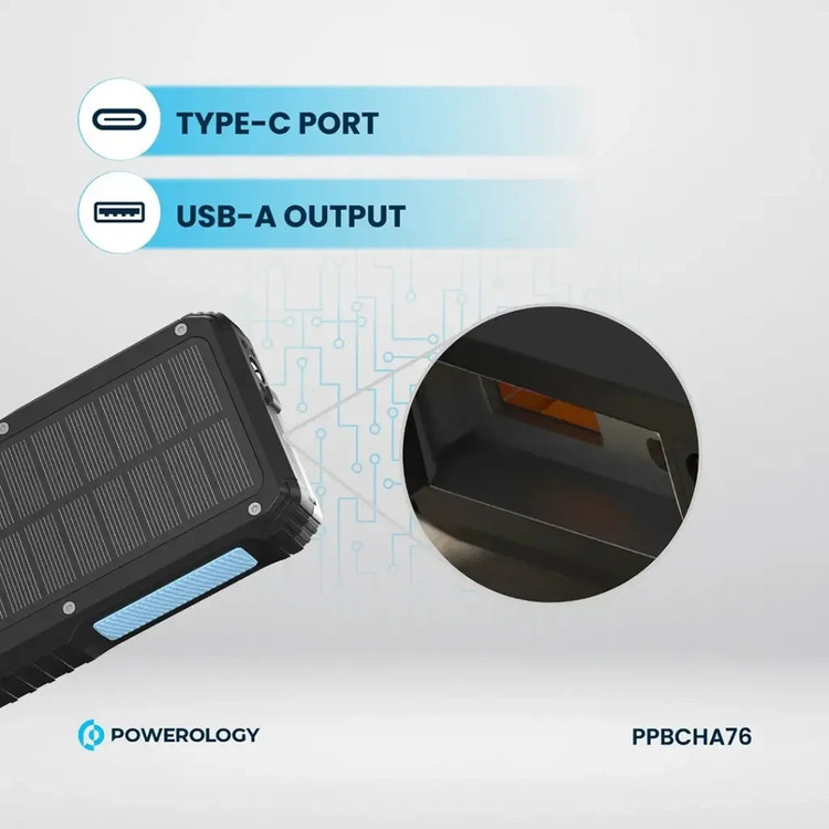 پاوربانک خورشیدی پاورولوژی Powerology 20000mAh Solar Power Bank PPBCHA76
