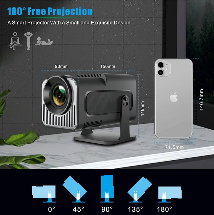 ویدیو پروژکتور هوشمند مدل HY320 Mini اندروید قابل حمل | Projector HY320 Mini Newly Native 720P Android 11 4K