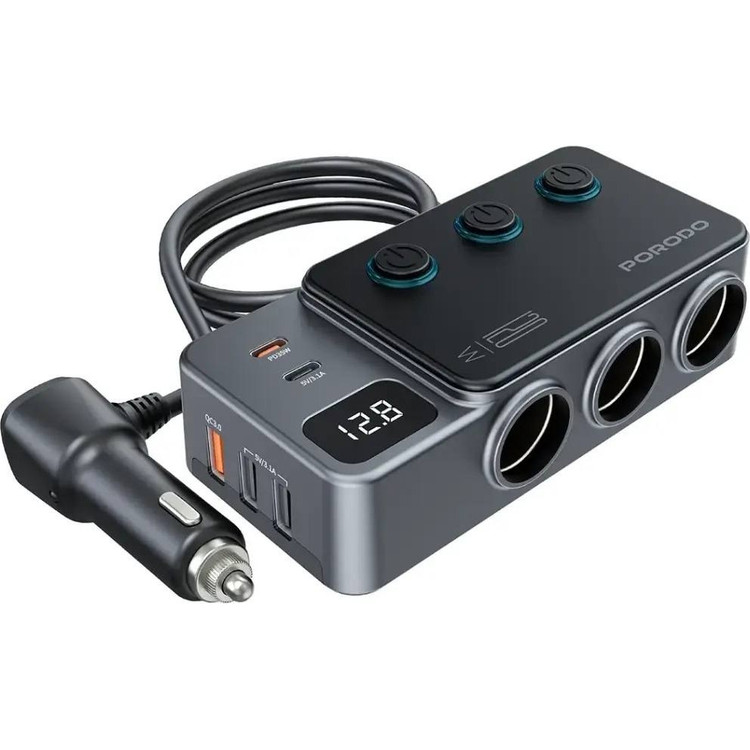 شارژر فندکی خودرو 120 وات پرودو مدل Porodo 120W Car Charger Hub