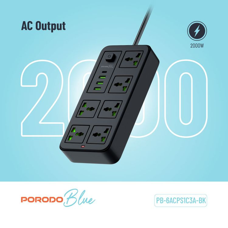 چند راهی و محافظ برق پرودو مدل PB-6ACPS1C3A