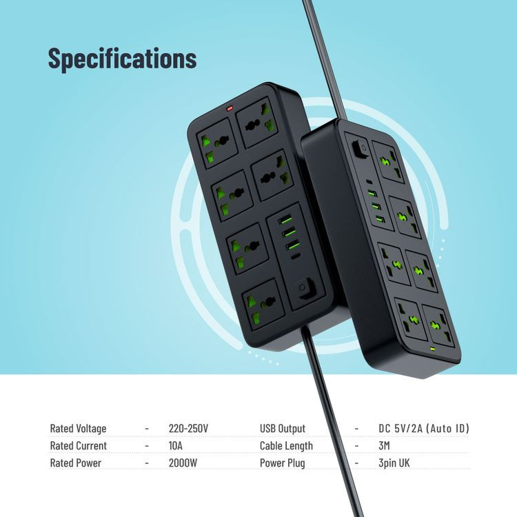 چند راهی و محافظ برق پرودو مدل PB-6ACPS1C3A