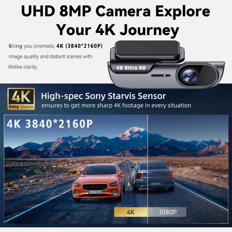 دوربین ثبت وقایع خودرو WiFi تک لنز 4K مدل K302s