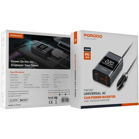 اینورتر برق خودرو پرودو مدلUniversal AC Car Power Inverter