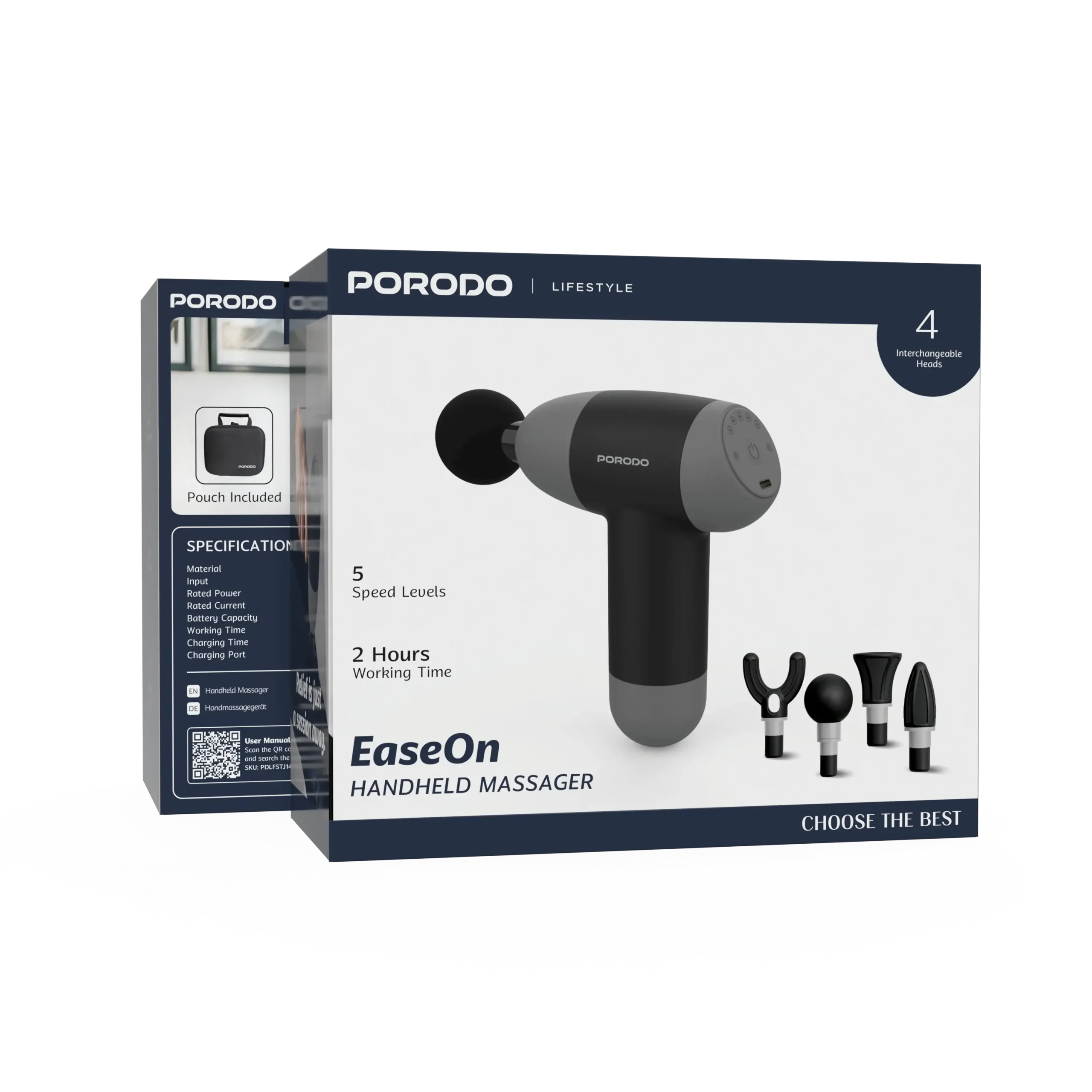 ماساژور تفنگی شارژی پرودو Porodo EaseOn Handheld Massager PDLFSTJ14