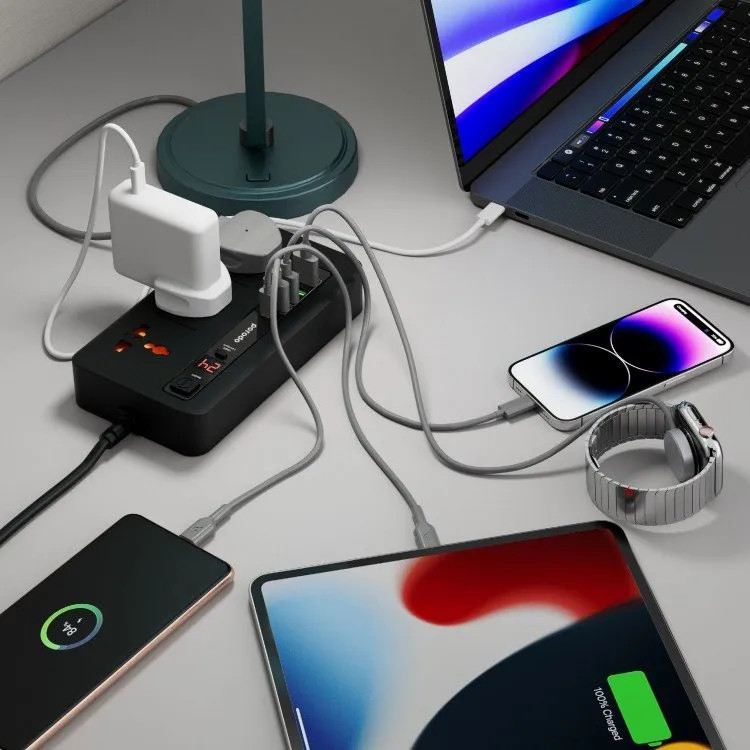 چندراهی برق چندمنظوره Home & Office Kit 2M مدل PD-FWCH013 پورودو
