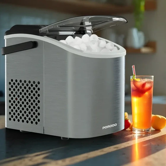 دستگاه یخساز رومیزی استیل Porodo Lifestyle مدل Instant Bullet Ice Maker برند پورودو لایفاستایل