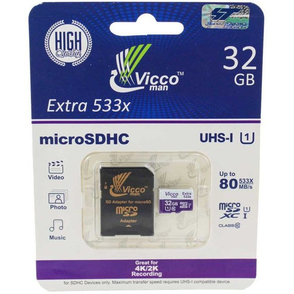 کارت حافظه microSDHC ویکو من مدل Extre 533X کلاس 10 استاندارد UHS-I U1 سرعت 80MBps ظرفیت 32 گیگابایت